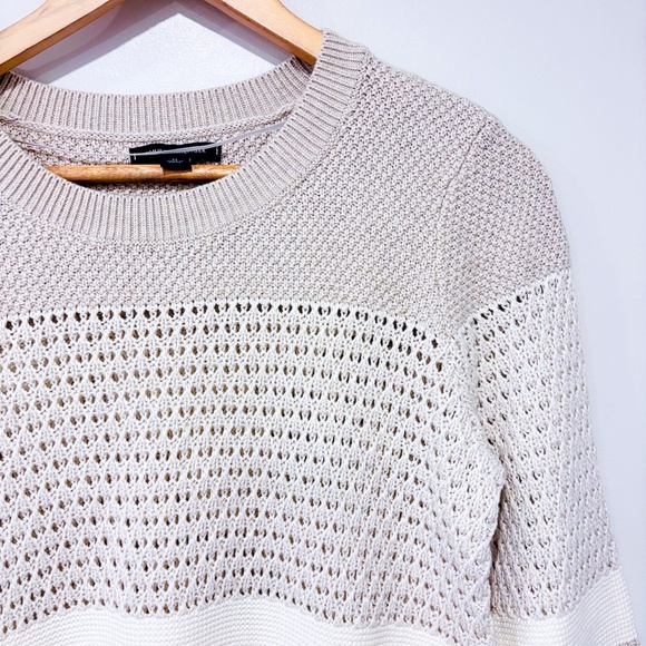 TOMMY HILFIGER – Beige striped cotton knit sweater | Classic cozy | Medium * - Picture 4 of 8
